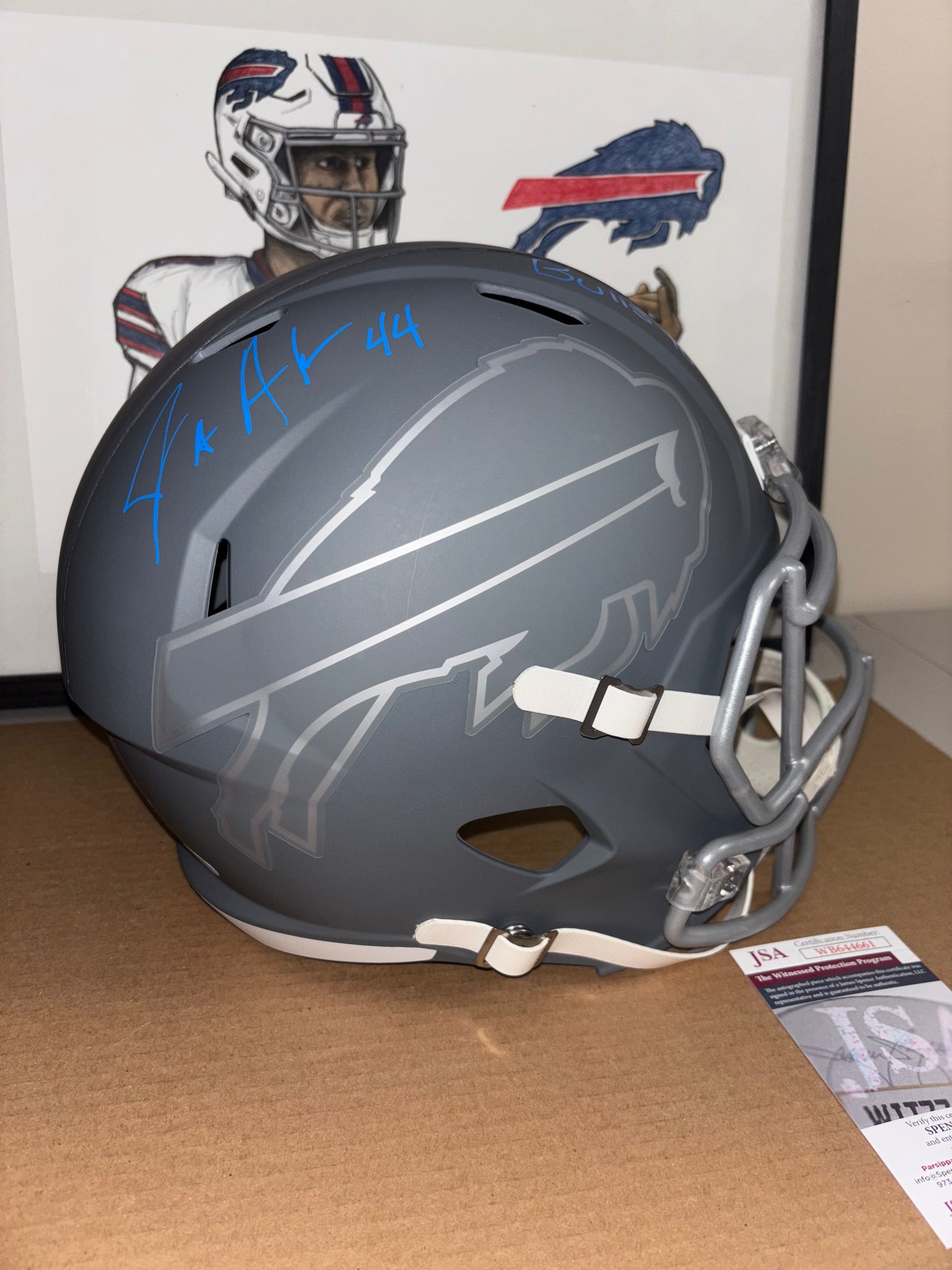 Joe Andreessen Signed Buffalo Bills Full Size Slate Helmet