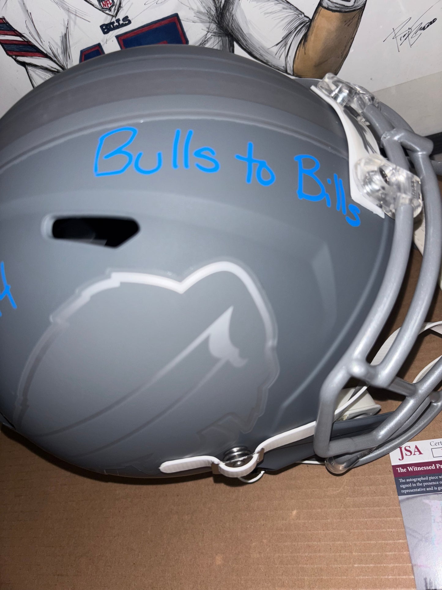 Joe Andreessen Signed Buffalo Bills Full Size Slate Helmet