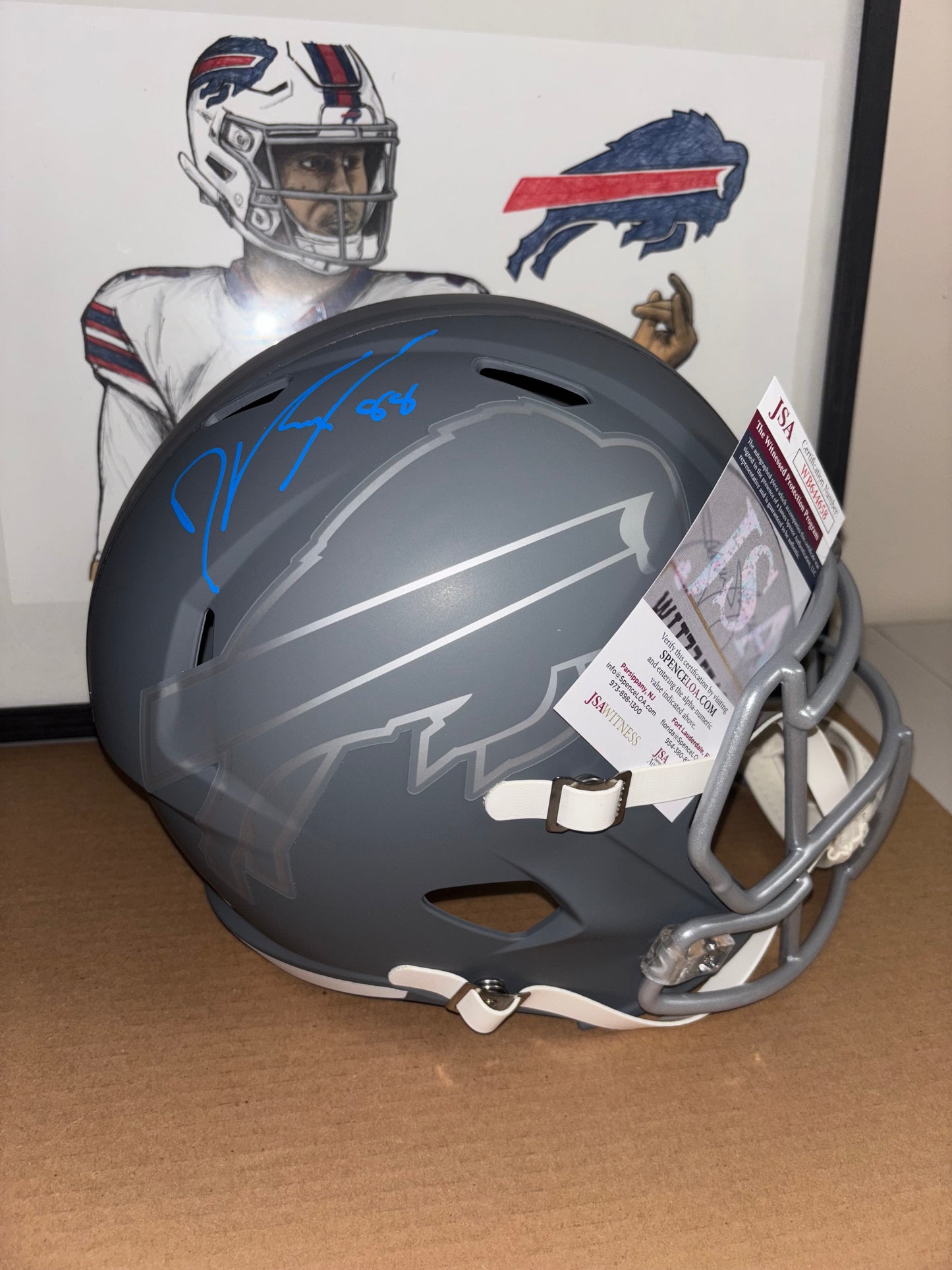 Dawson Knox Signed Buffalo Bills Full Size Slate Helmet