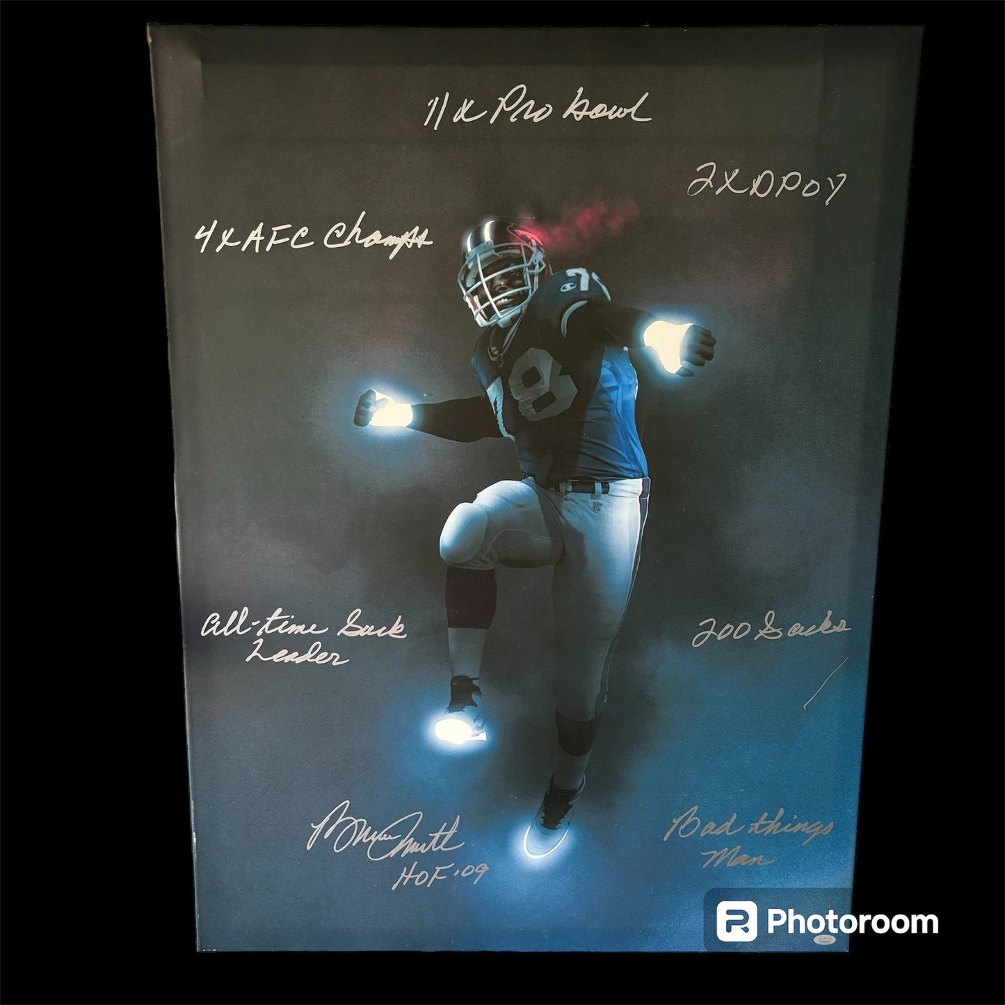 Bruce Smith 30x40 Signed & Scripted Buffalo Bills Canvas