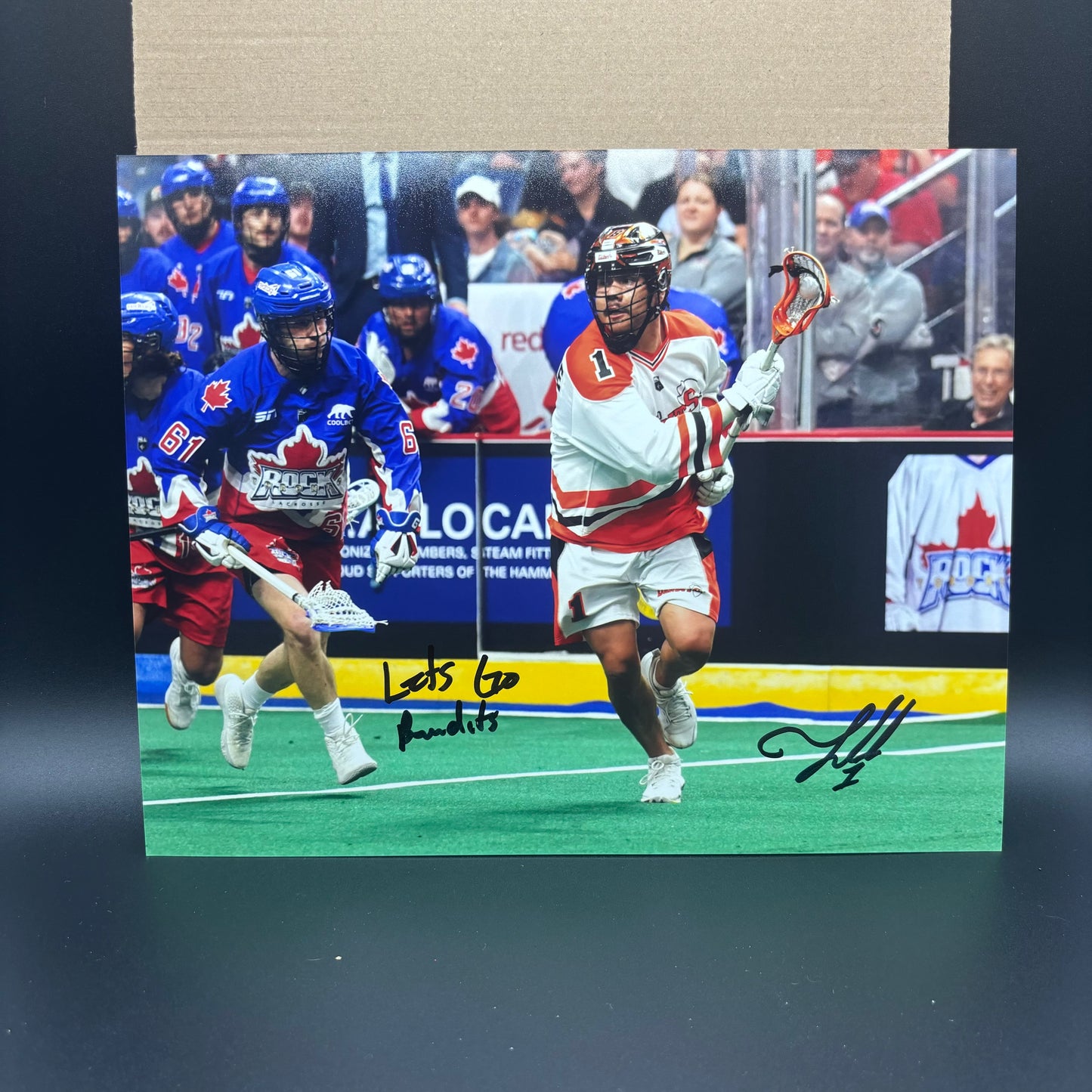 Tehoka Nanticoke Signed Buffalo Bandits 8x10 (Running - Lets Go Bandits)