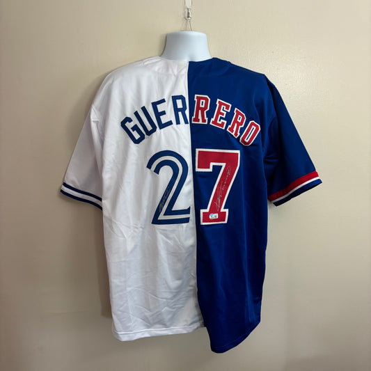 Vladimir Guerrero Jr.  & Vladimir Guerrero Sr. signed split Blue Jays-Expos Jersey