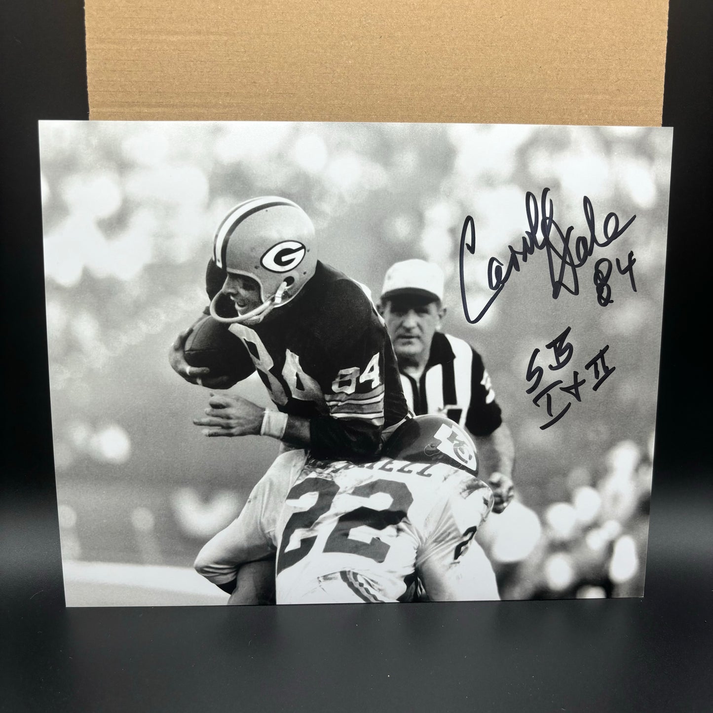 Carrol Dale Signed Green Bay Packers 8x10