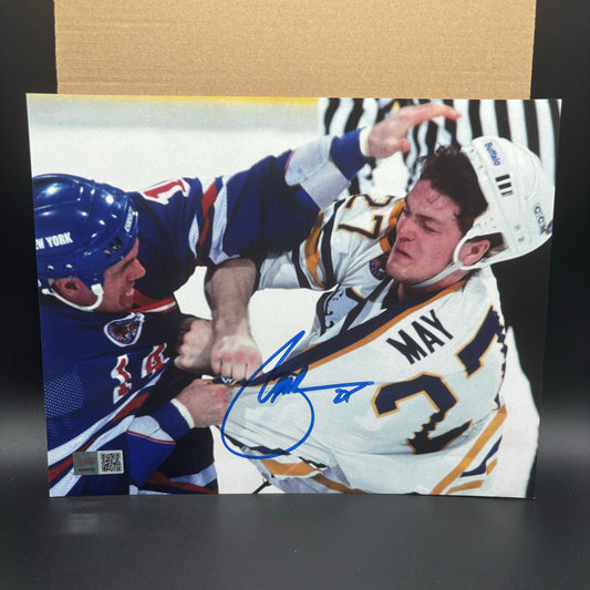 Brad May Signed Buffalo Sabres 8x10 (Fight)