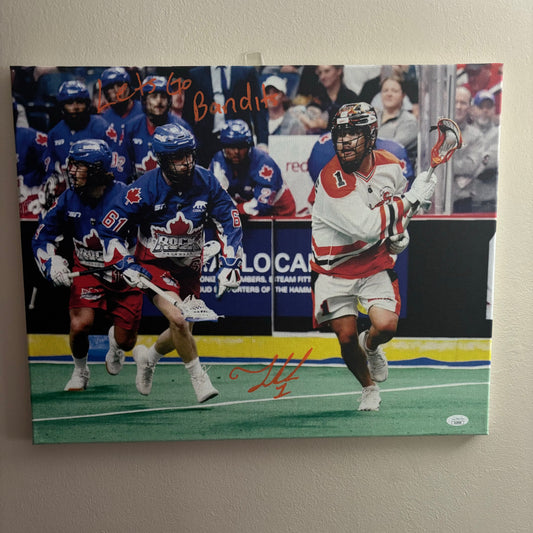 Tehoka Nanticoke Signed Buffalo Bandits 16x20 Canvas (Rock - Lets Go Bandits)